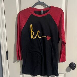 Next Level Apparel Black and Red Long Sleeve Tee